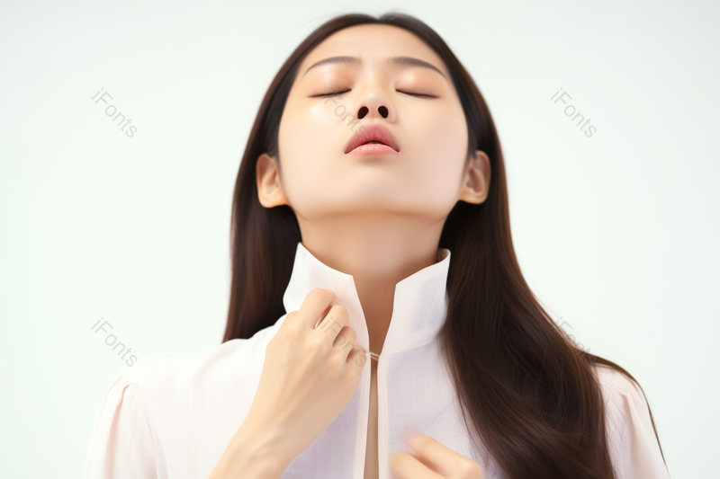 仰头女性嗓子疼咽喉炎特写,高清,摄影图,摄影图片,图片大全,摄影图免费下载